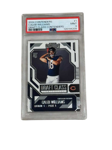 Caleb Williams 2024 Contenders Draft Class Rookie Card PSA 9 Mint Chicago Bears football trading card