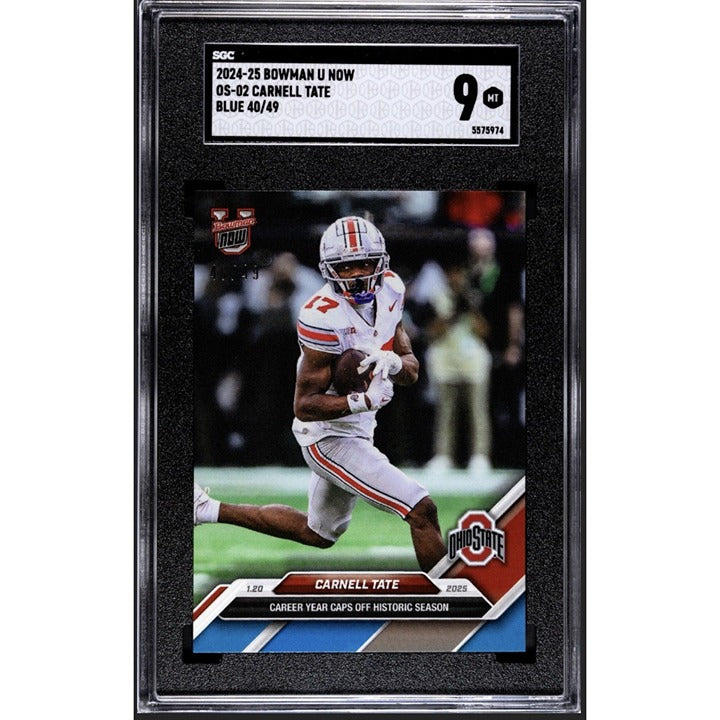 40/49* - 876 PR! - Carnell Tate RC LIMITED 2024-25 Bowman U NOW OS-02 OS - SGC 9