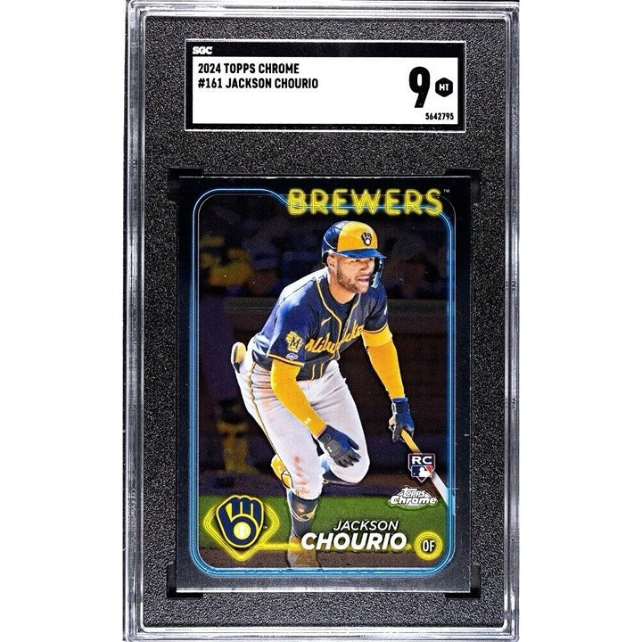 2024 Topps Chrome Jackson Chourio RC MLB Rookie Baseball Card #161 Brewers SGC 9