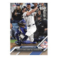 Giancarlo Stanton 2024 Topps Now baseball card showing hardest hit ball in Statcast era