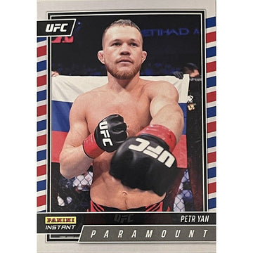PETR VAN 2022 Panini Instant UFC Paramount MMA trading card with fighter in action and red black gloves