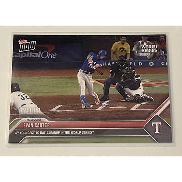 2023 ToppsNOW Evan Carter - 4th Youngest To Bat Cleanup In WS Game #1062 Rangers