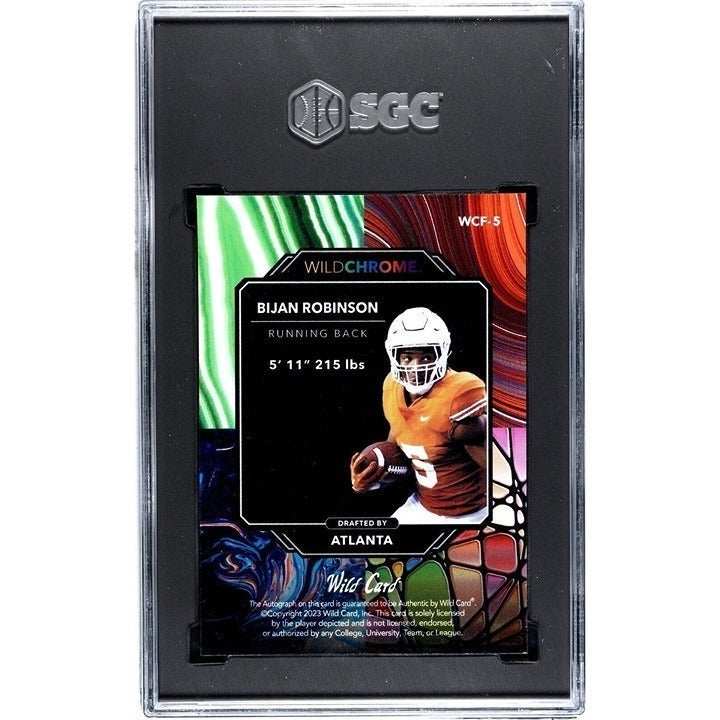 Bijan Robinson 2023 WildChrome Crystal Glass rookie autograph card graded SGC 9.5