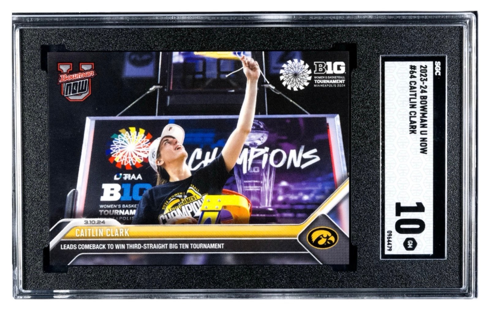 2023-24 BOWMAN U NOW
CAITLIN CLARK Rookie Iowa/WNBA indiana Fever Card 64 SGC 10