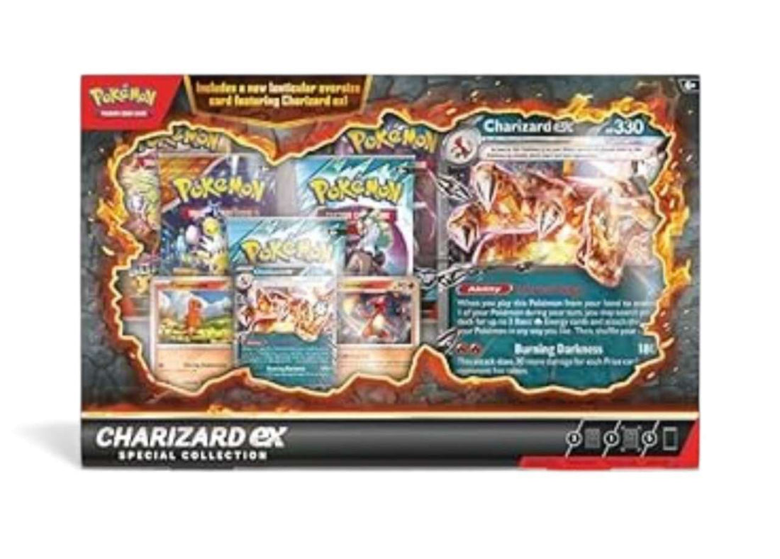 Factory sealed Pokémon Charizard ex Special Collection Box with oversized lenticular card and booster packs