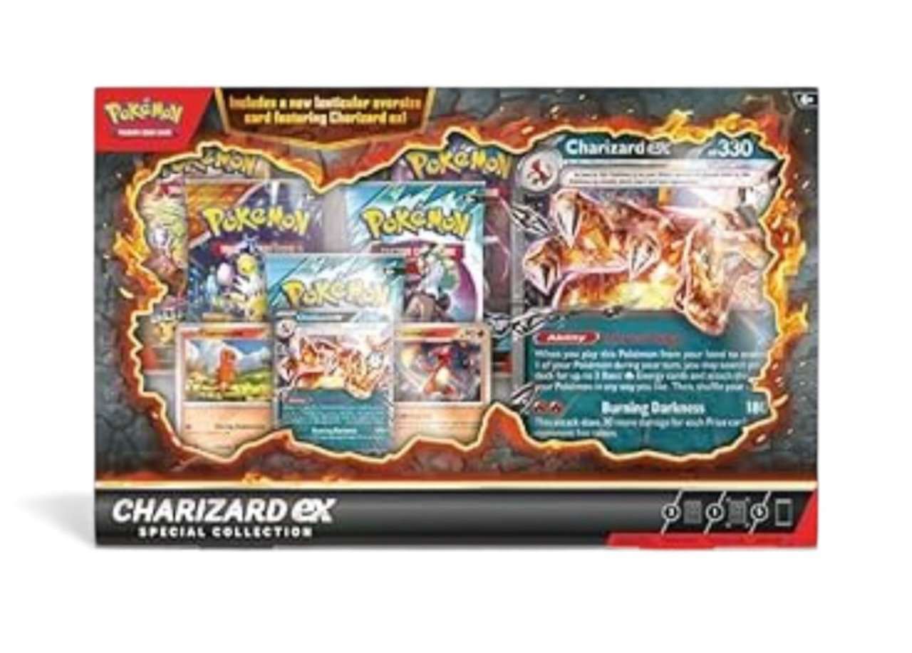 Factory sealed Pokémon Charizard ex Special Collection Box with oversized lenticular card and booster packs
