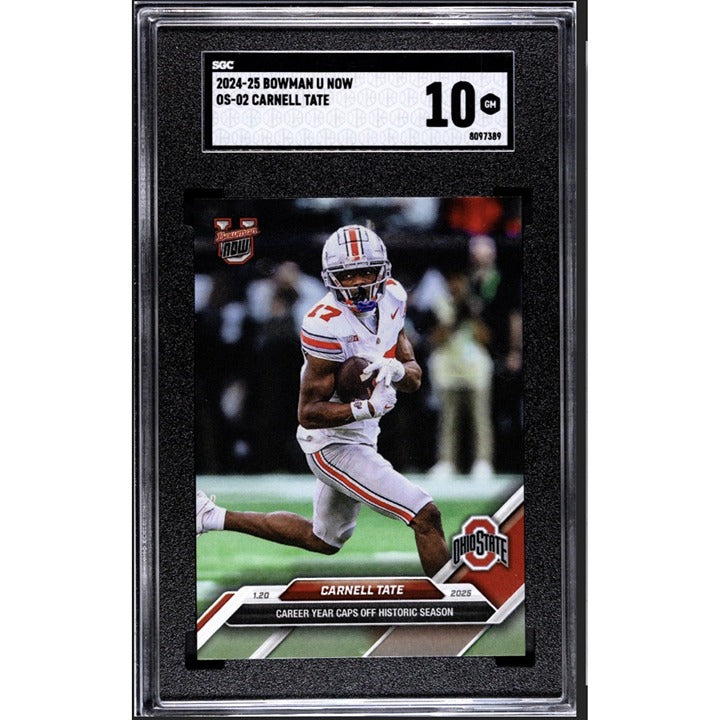 876 PR! Carnell Tate RC LIMITED 2024-25 Bowman U NOW OS-02 OS - HISTORIC! SGC 10
