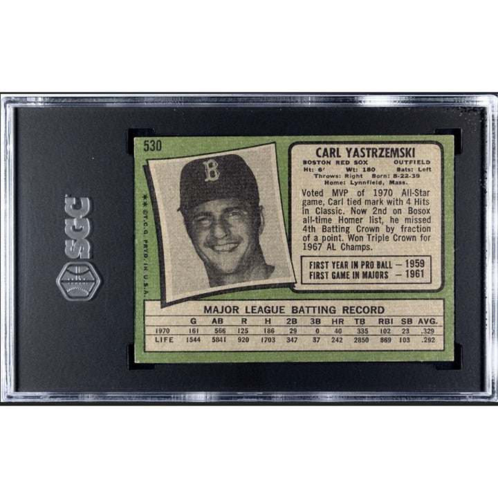 1971 Topps MLB Baseball card of Carl Yastrzemski Boston Red Sox graded SGC 6 EX NM