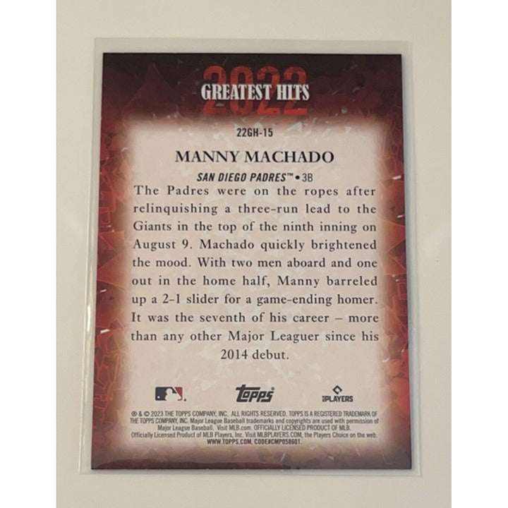 Manny Machado 2023 Topps Series 1 Greatest Hits San Diego Padres baseball card