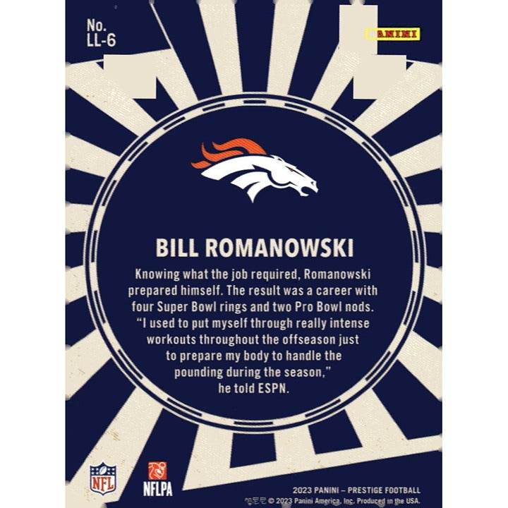 2023 Panini Prestige Living Legends Bill Romanowski Denver Broncos NFL card LL-6