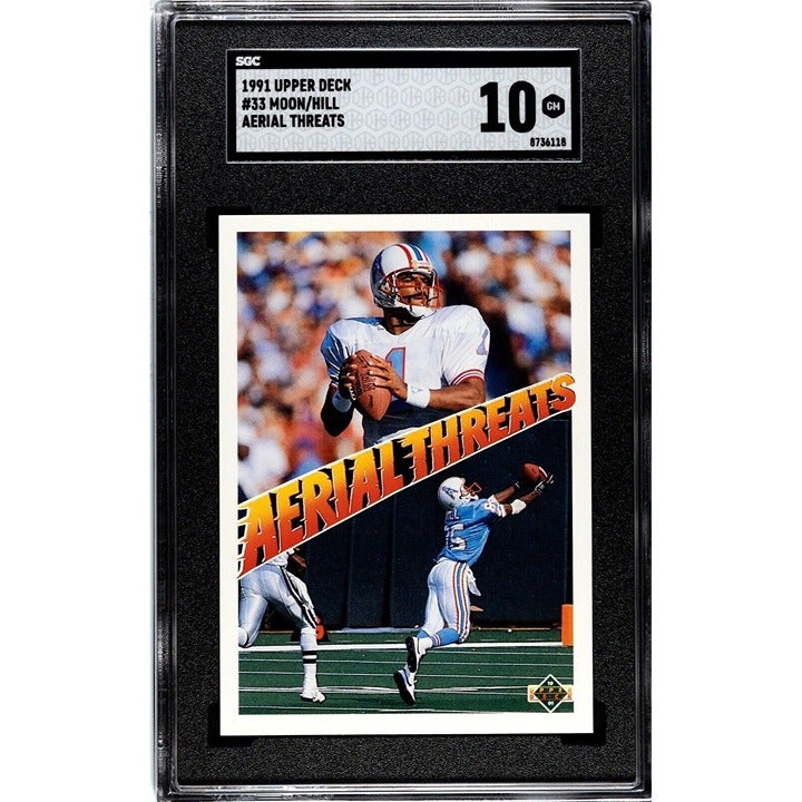 1991 Upper Deck Aerial Threats NFL Oilers Warren Moon / Drew Hill Card 33 SGC 10