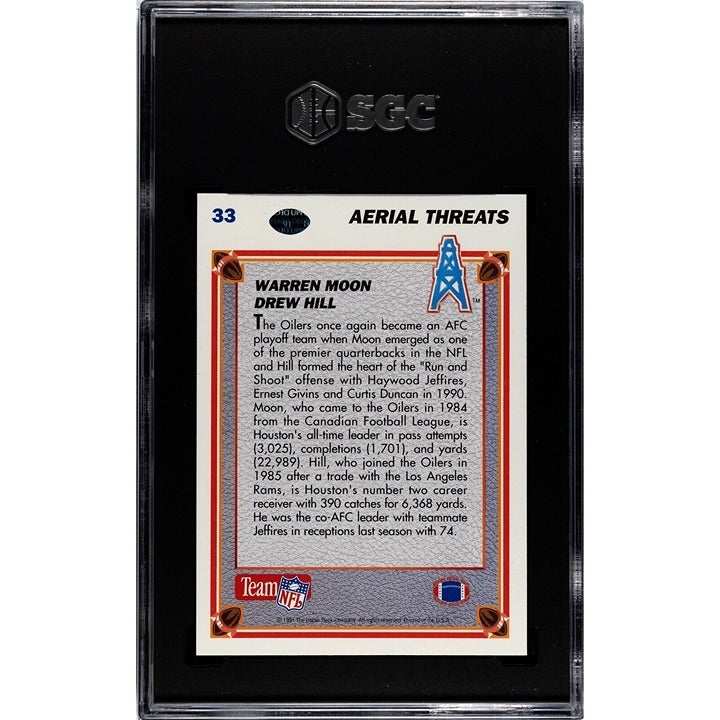 1991 Upper Deck Aerial Threats Warren Moon Drew Hill Houston Oilers NFL trading card graded SGC 10