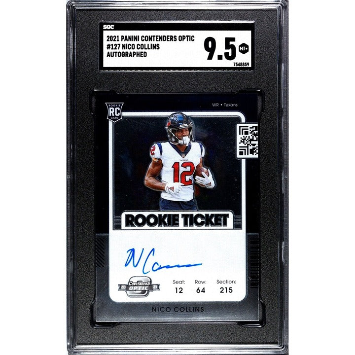 2021 Panini Contenders Optic Ticket RPS Nico Collins #127 Rookie Auto RC SGC 9.5