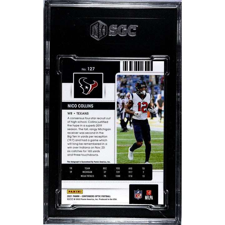 2021 Panini Contenders Optic autographed rookie ticket card of Nico Collins graded SGC 9.5