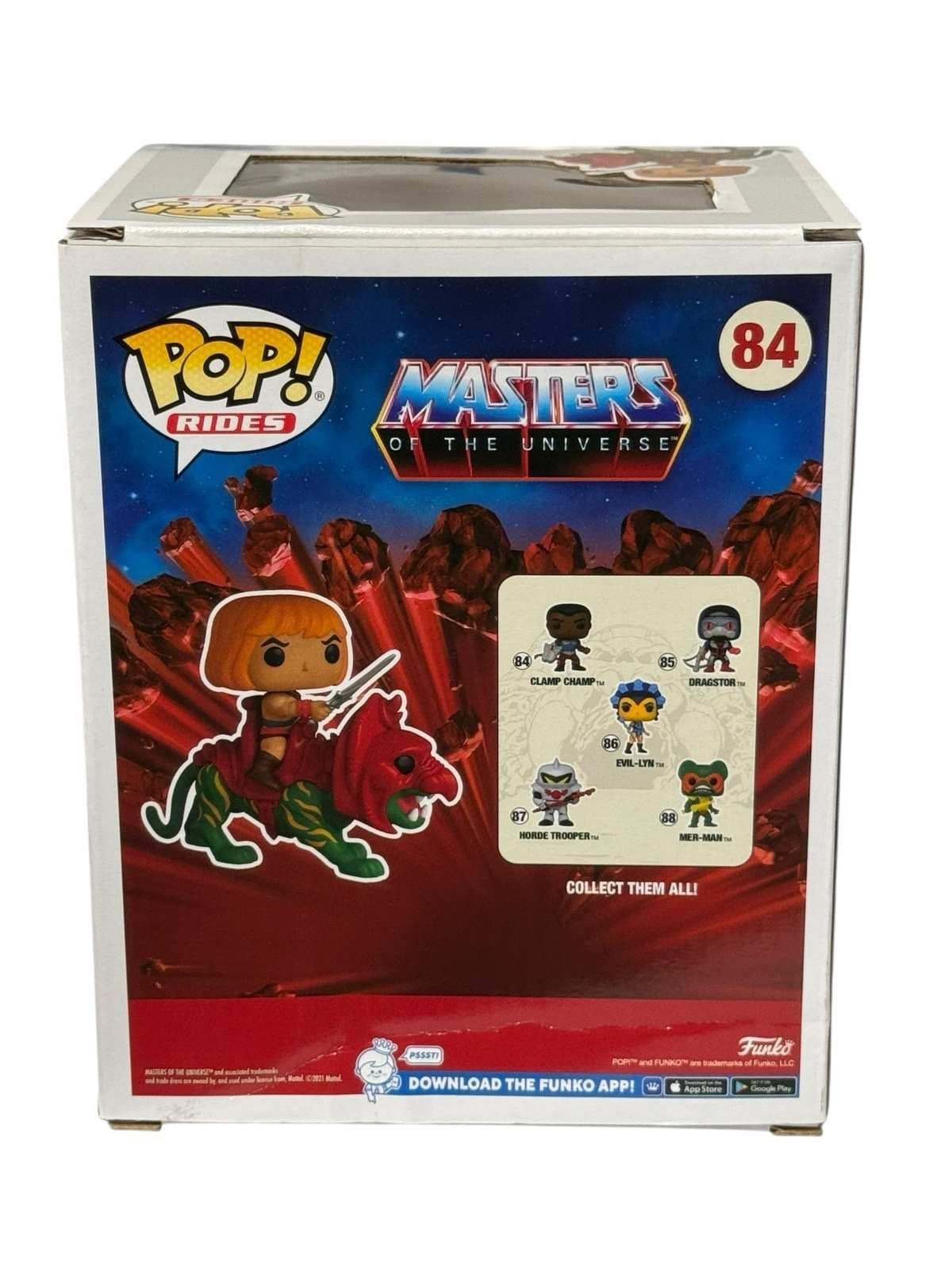 Funko Pop Rides He Man on Battle Cat flocked Target Con exclusive collectible toy