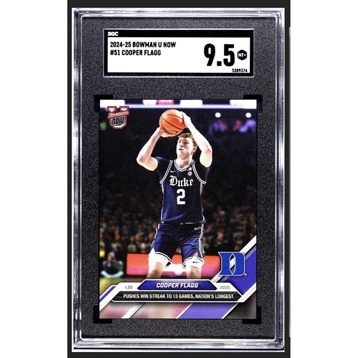 Cooper Flagg RC 2024-25 Bowman U Now - Pushes Win streak to 13 - Card 51 SGC 9.5