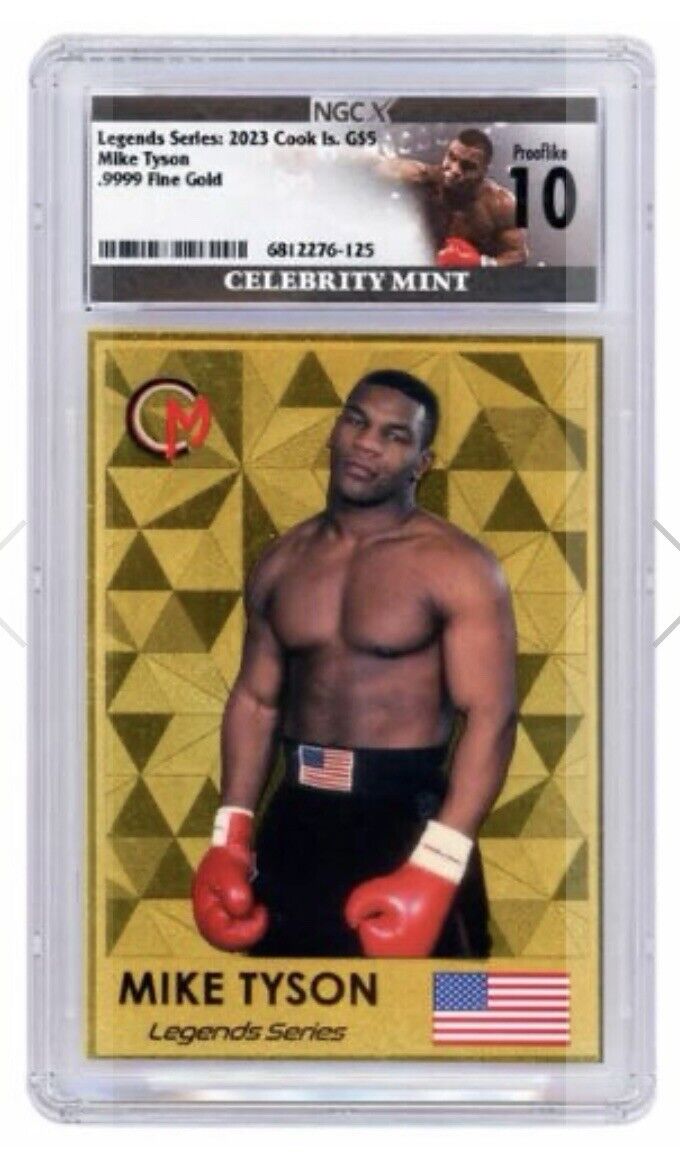 Mike Tyson Legends Serles 2023 Cook Islands gold proof boxing trading card in protective case