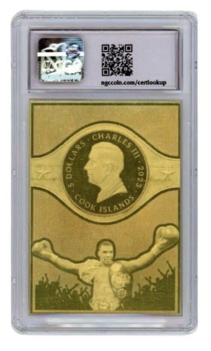 2023 Mike Tyson Legends Serles gold proof trading card with .5 gram gold and USA flag