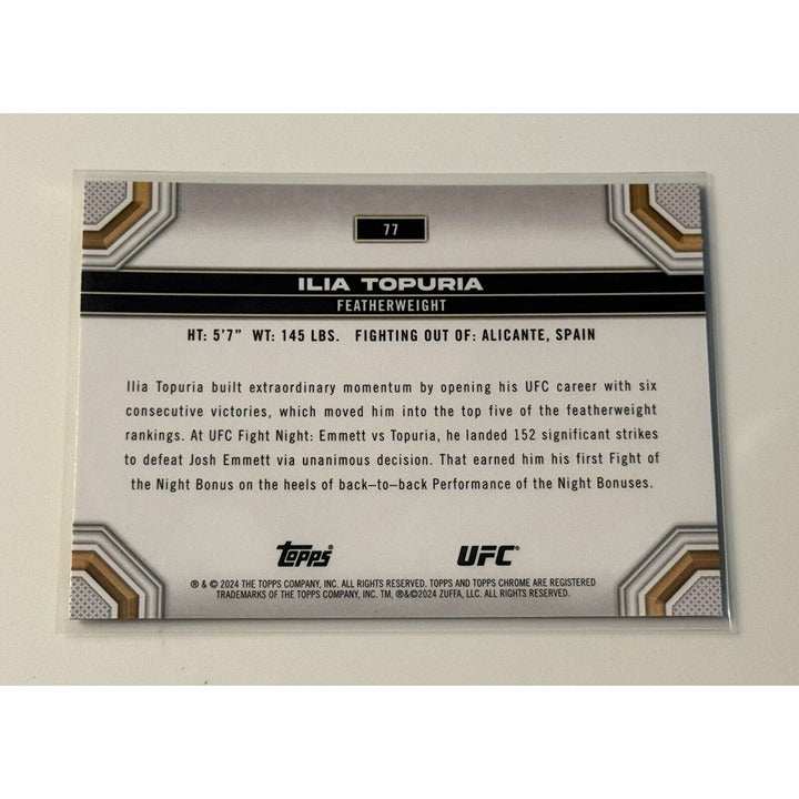 Ilia Topuria 2024 Topps Chrome UFC Featherweight Champion trading card