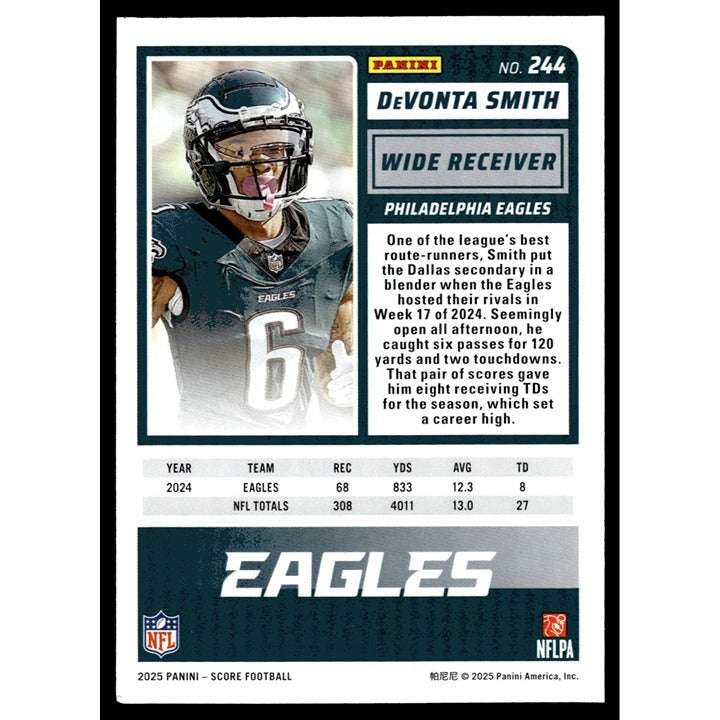 2025 NFL SCORE DeVonta Smith Philadelphia Eagles football card near mint