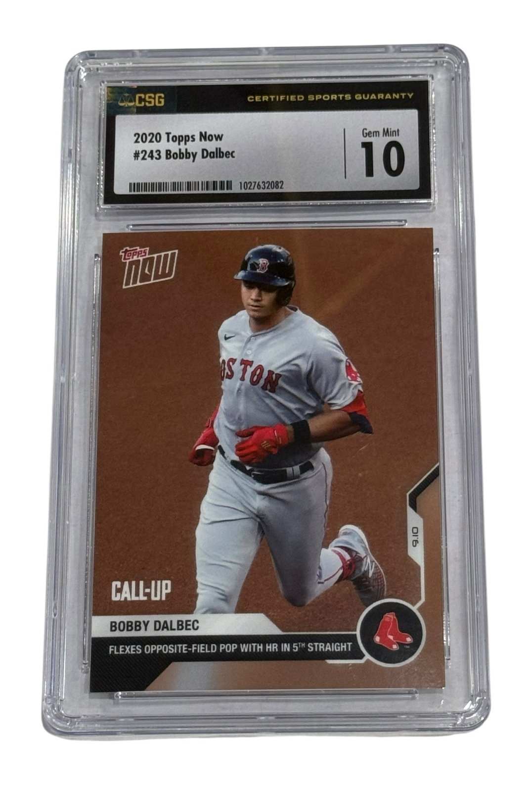 Bobby Dalbec RC 2020 Topps Now #243 CSG 10 Gem Mint Red Sox rookie card