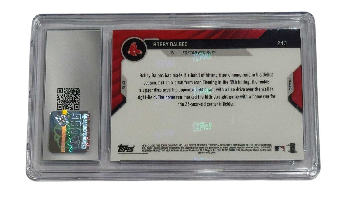 Bobby Dalbec RC 2020 Topps Now #243 CSG 10 Gem Mint Red Sox rookie card