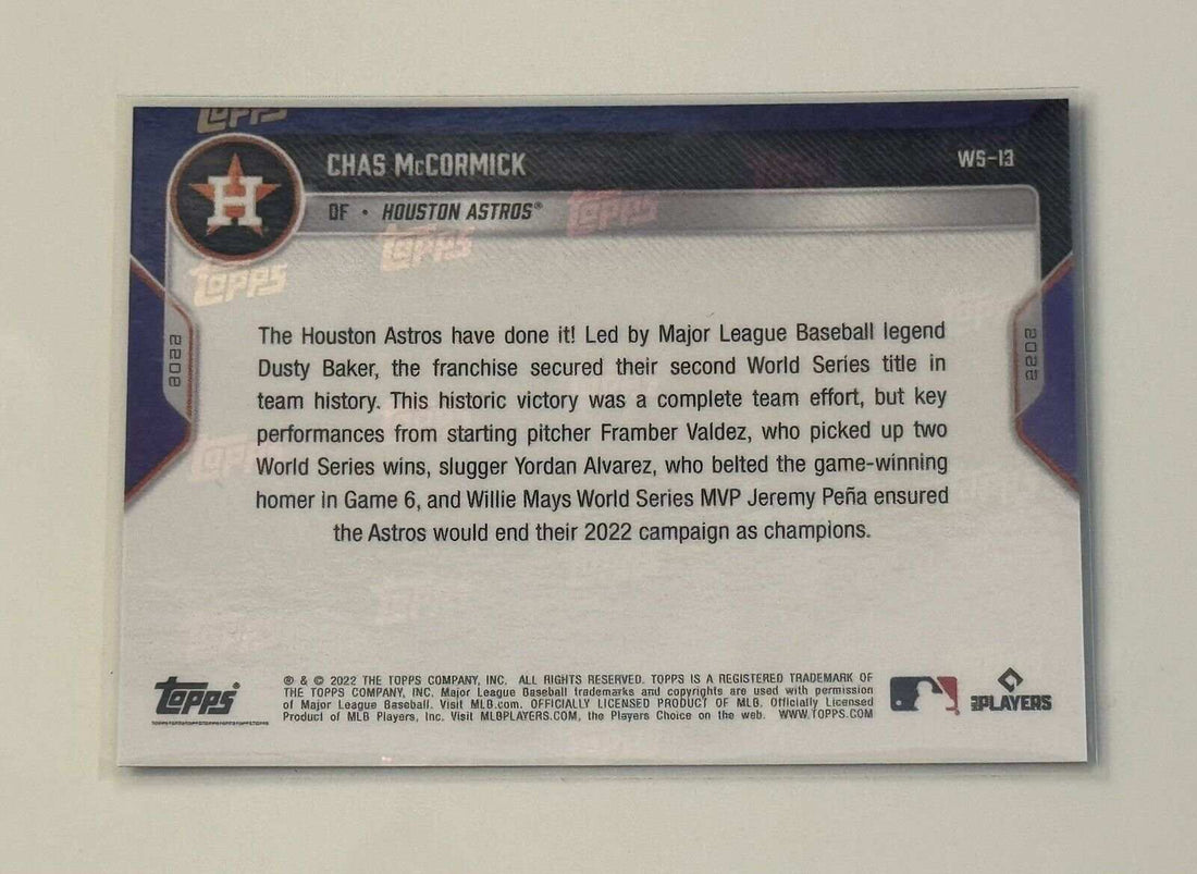Chas McCormick 2022 Topps Now Houston Astros World Series champions baseball card