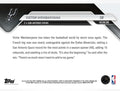 Limited Edition 2025 Topps Now NBA Victor Wembanyama #19 card backside with player stats and highlights