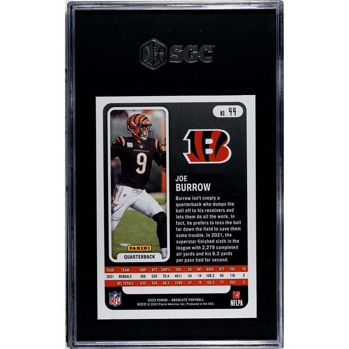 Joe Burrow 2022 Panini Absolute Football graded SGC 9 Cincinnati Bengals trading card