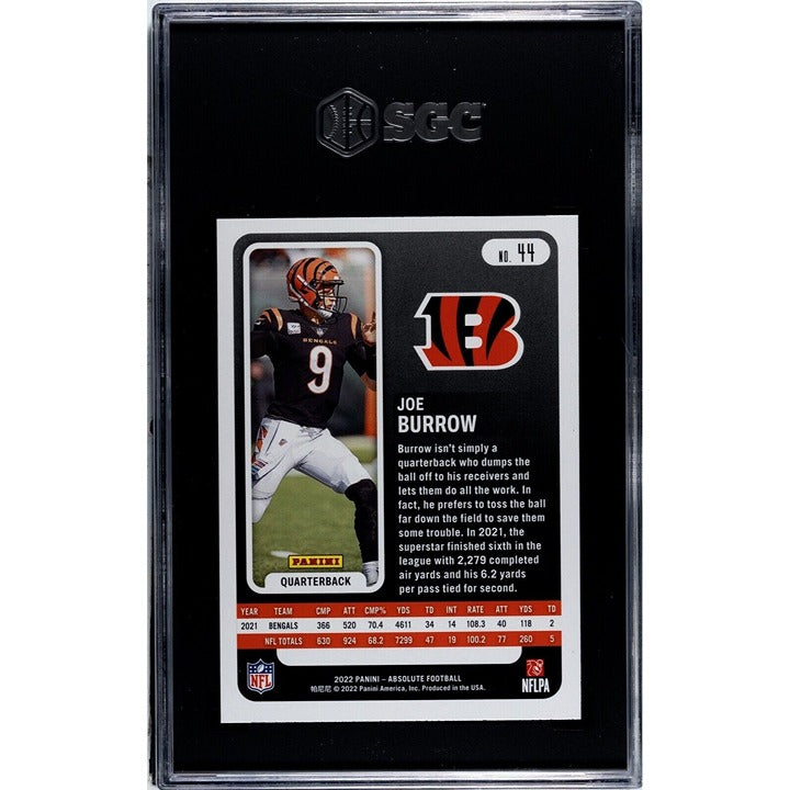 2022 Joe Burrow Cincinnati Bengals Panini Absolute Football trading card graded SGC 9