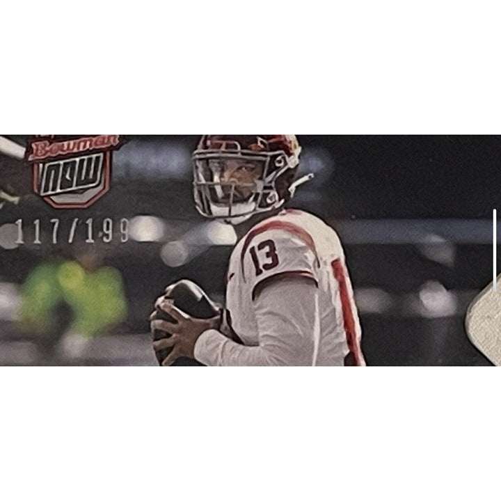 Caleb Williams 117/199 USC Trojans 2023 Bowman game-worn shirt relic football card in protective case