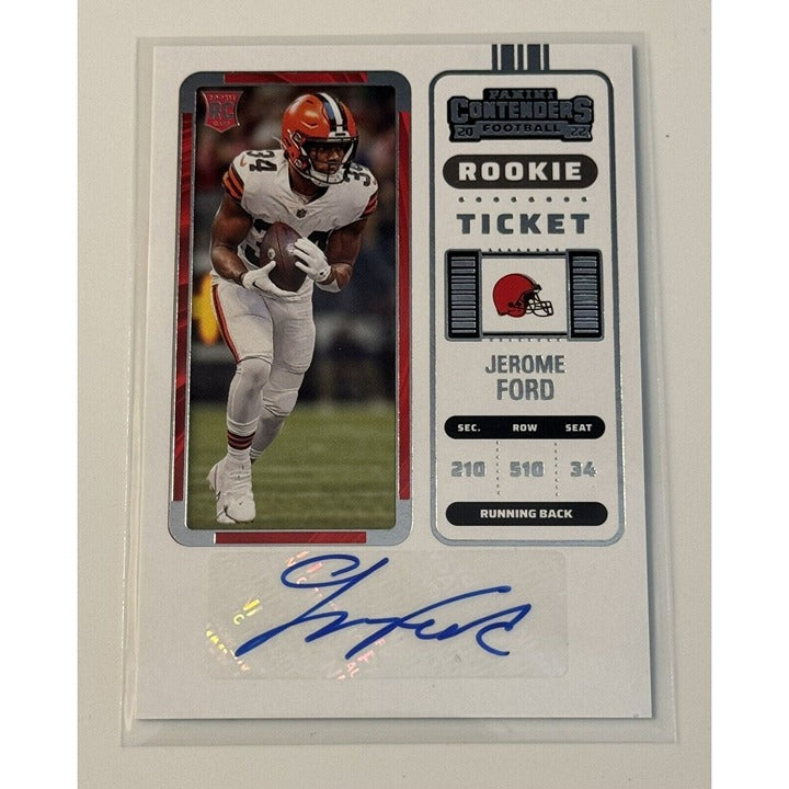 2022 Jerome Ford RC* Auto Panini Contenders Rookie Ticket card with Cleveland Browns autograph