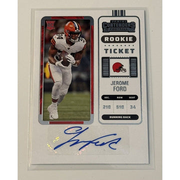 2022 Jerome Ford RC* Auto Panini Contenders Rookie Ticket card with Cleveland Browns autograph