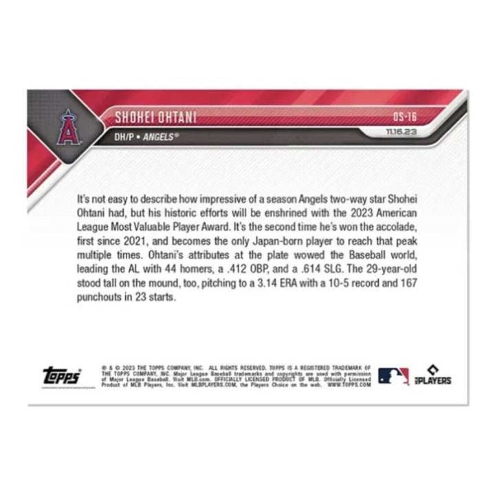 Shohei Ohtani 2023 MLB Topps Now card AL MVP Los Angeles Angels baseball trading card