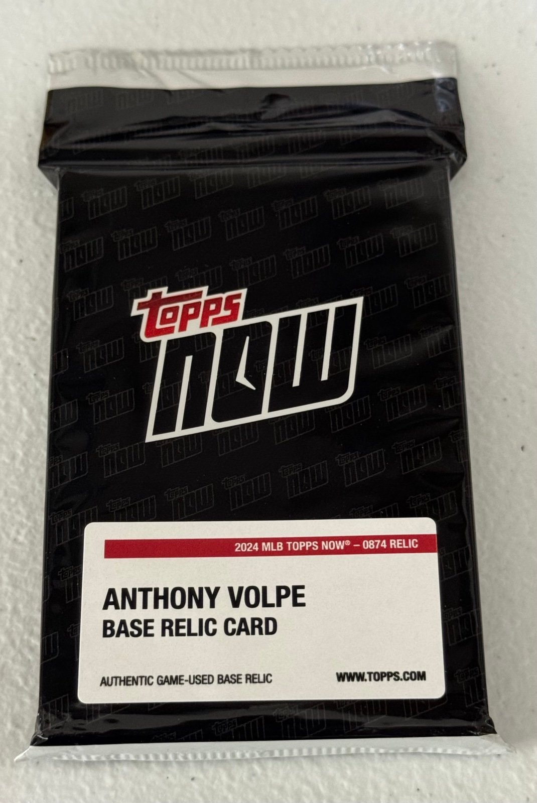 Sealed 2024 Topps NOW Anthony Volpe World Series game-used relic card pack