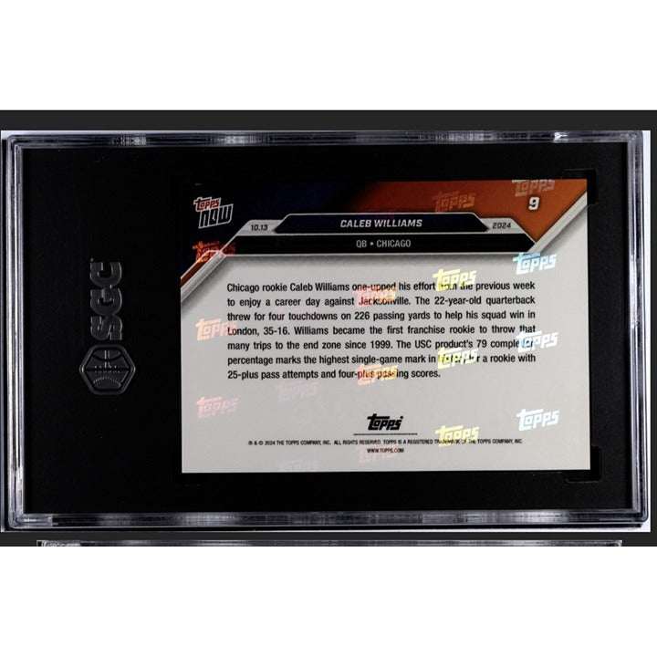 Caleb Williams RC 2024 Topps Now Chicago Bears rookie football card graded SGC 9 in protective case