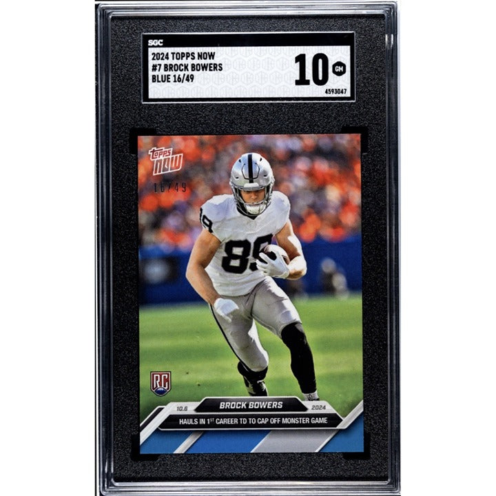 16/49* Brock Bowers RC* 2024 Topps Now CARD #7 SP Las Vegas Raiders Uni. SGC 10!