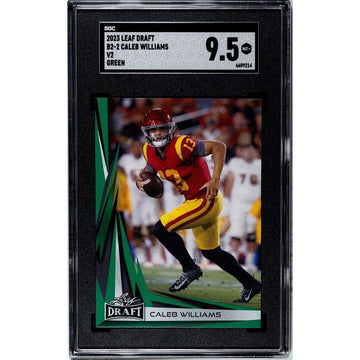Caleb Williams 2023 Leaf Draft #B2-2 Green Parallel Leaf Card - NCAA USC Trojans