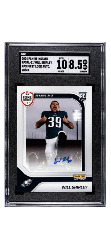 28/49* Will Shipley RC* Auto 2024 Panini Instant - RPSFL‑31 NFL Eagles - SGC 8.5