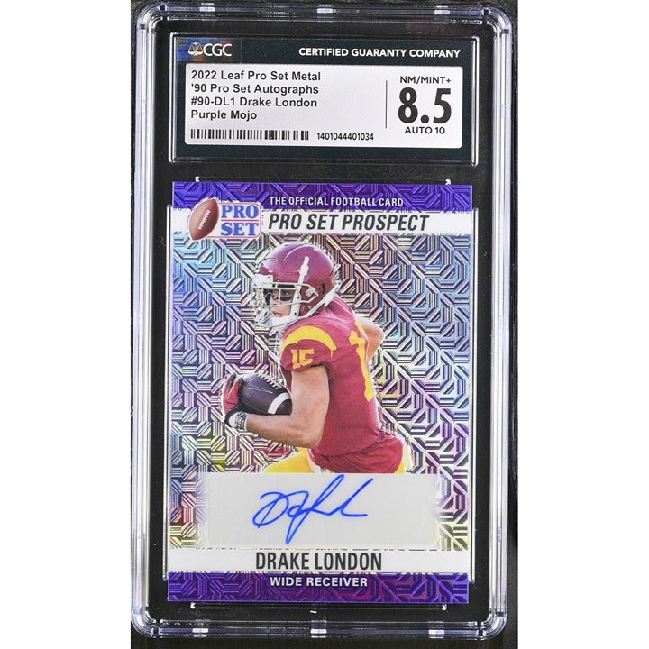 2022 Leaf Pro Set - Metal - CFB USC - Drake London - Autographed #90-DL1 CGC 8.5