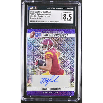 2022 Leaf Pro Set - Metal - CFB USC - Drake London - Autographed #90-DL1 CGC 8.5