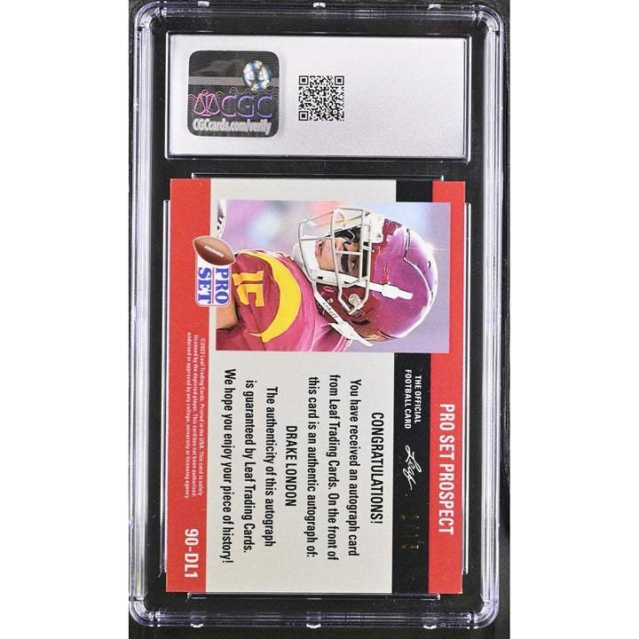 2022 Leaf Pro Set Metal Drake London autographed football card CGC 8.5 grade
