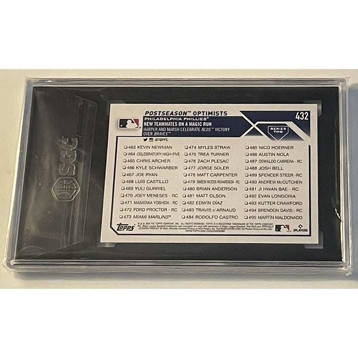 2023 Topps Series 2 Bryce Harper and Brandon Marsh Phillies combo card graded SGC 10 in protective case