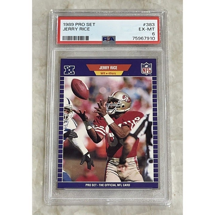1989 Jerry Rice Pro Set GTE Super Bowl Album #383 graded PSA 6 football trading card