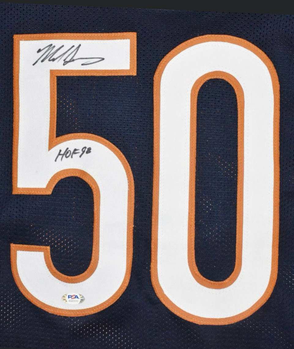 Mike Singletary signed Chicago Bears navy jersey with HOF 98 inscription and JSA authentication
