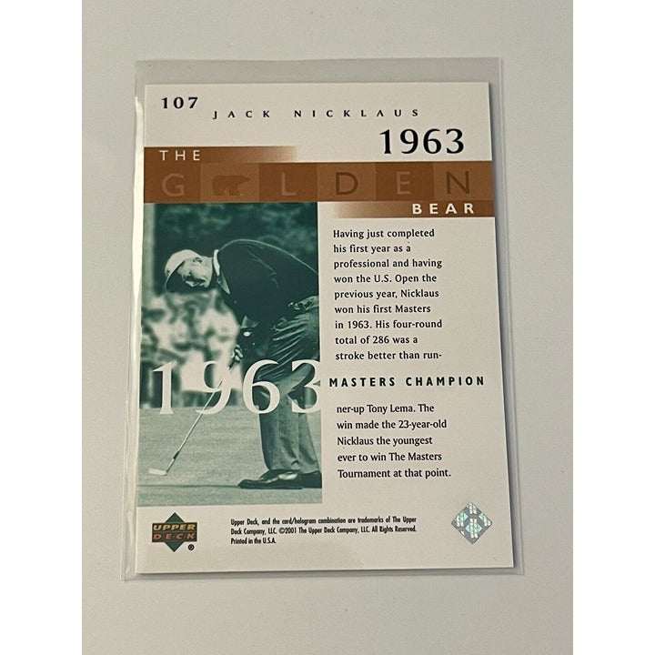 2001 Upper Deck Jack Nicklaus PGA Tournament Champion golf trading card golden parallel