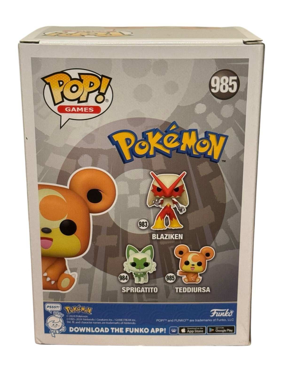 Teddiursa Funko Pop vinyl figure #985 from Pokémon series in original box