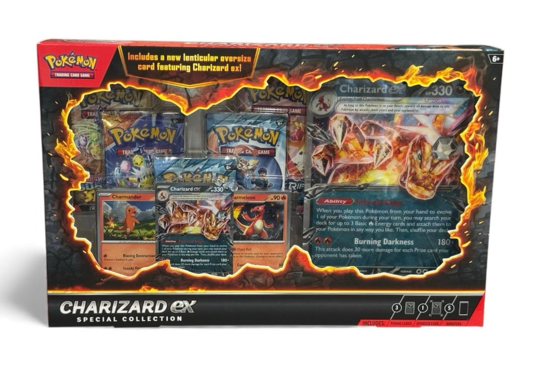Sealed Pokémon Charizard ex Special Collection Box with foil cards and booster packs