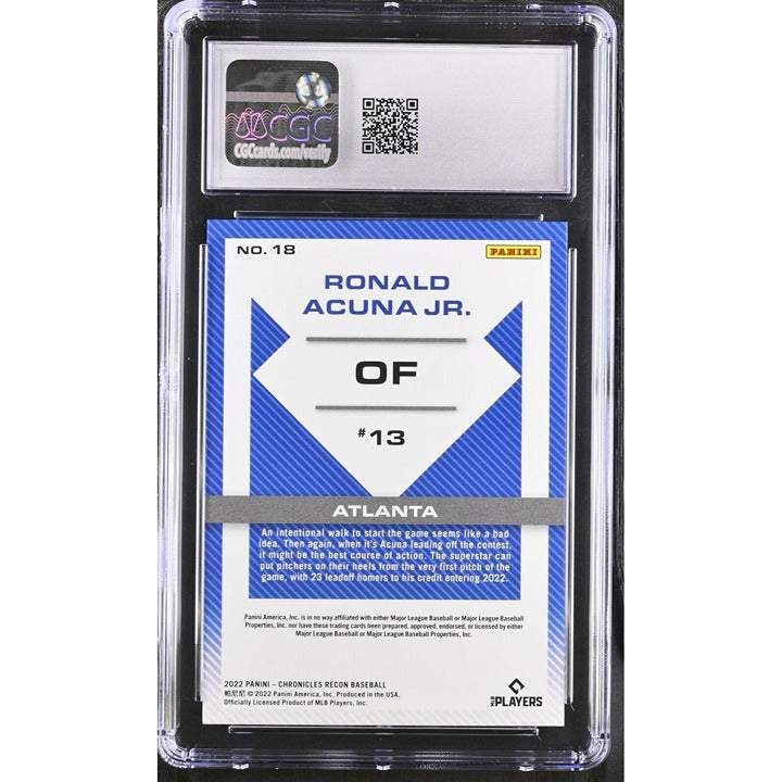 2022 Panini Chronicles Recon Ronald Acuna Jr. #18 MLB Atlanta Braves CGC 10 baseball card