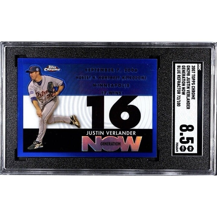 72/100 2007 Topps Chrome Justin Verlander Gen. Now Refractor Card #GN298 SGC 8.5